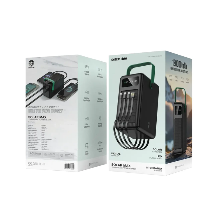 پاوربانک خورشیدی SOLAR MAX 120k GNPXB7120PBBK