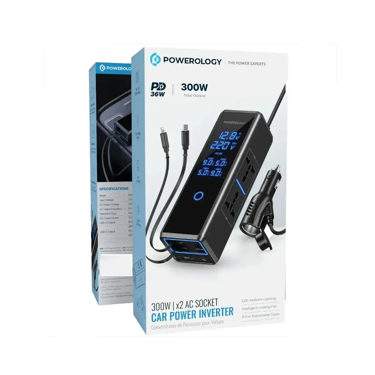 اینورتر خودرو پاورولوژی Powerology 300W Car Power Inverter PWCPI300WBK